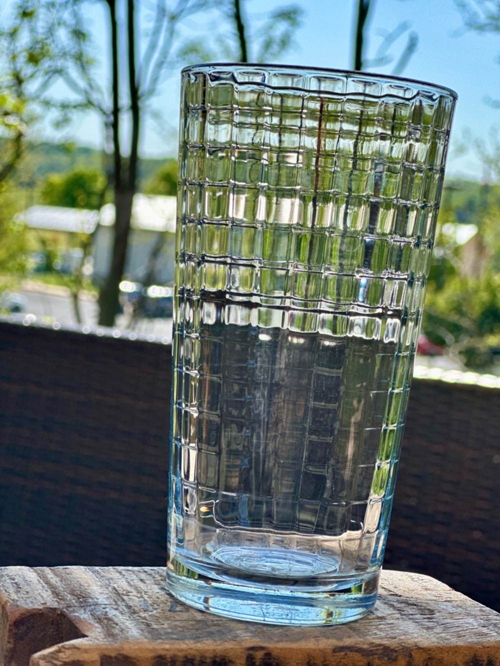 Vintage Pasabahçe Block Style Grid Optic Windowpane Glass Tumbler Turkey